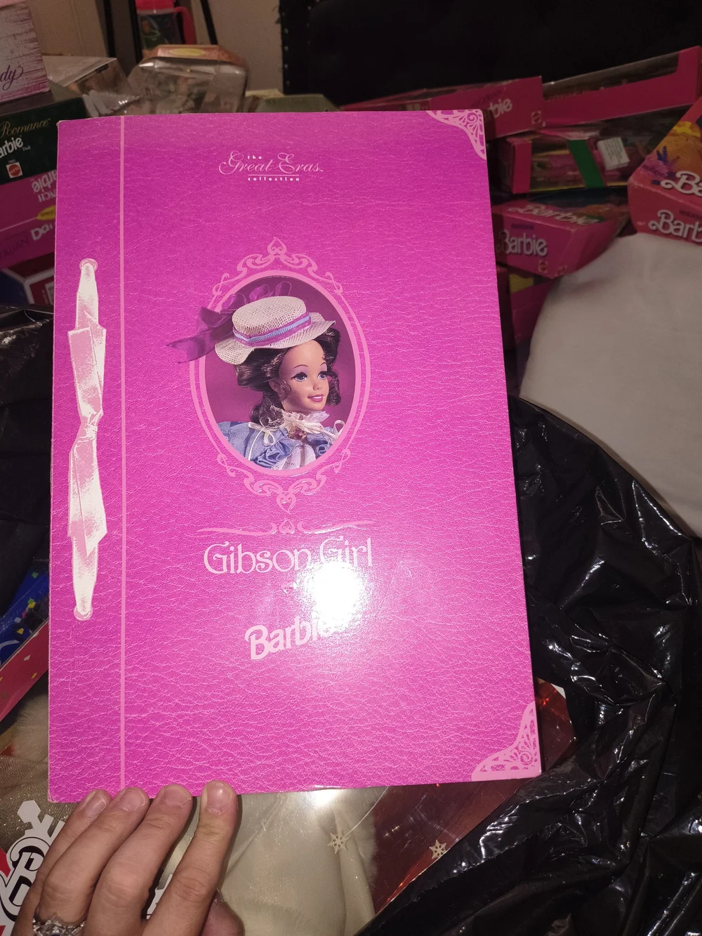 Mattel Blue Gibson Girl Barbie Style Doll in Pink Display Box